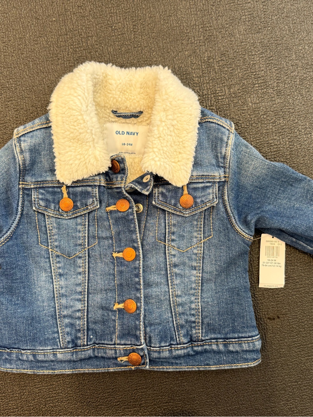 Old Navy Blue Denim Jacket with Cream Sherpa Collar